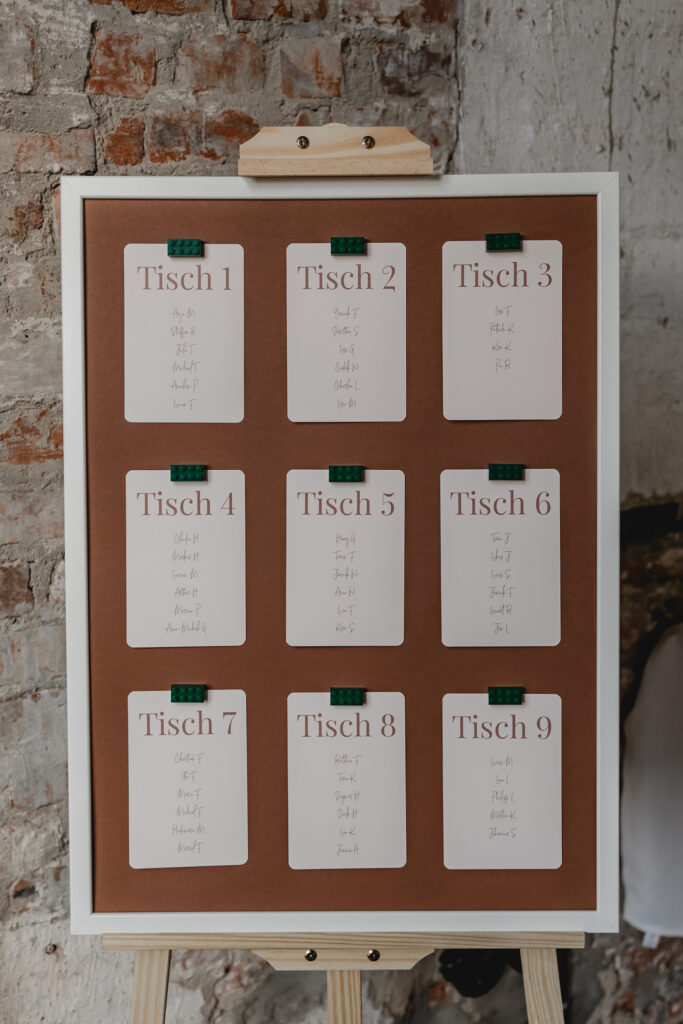 Hochzeitsdeko Details Tischplan- Hochzeitsplanung Hannover